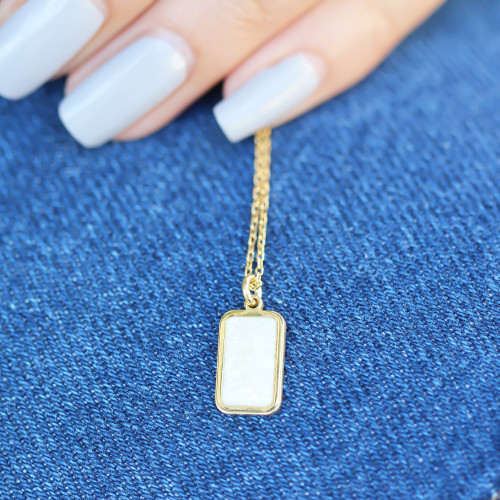 Glorria Gümüş Sedefli Geo Kolye