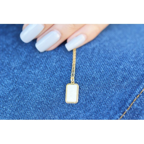 Glorria Gümüş Sedefli Geo Kolye