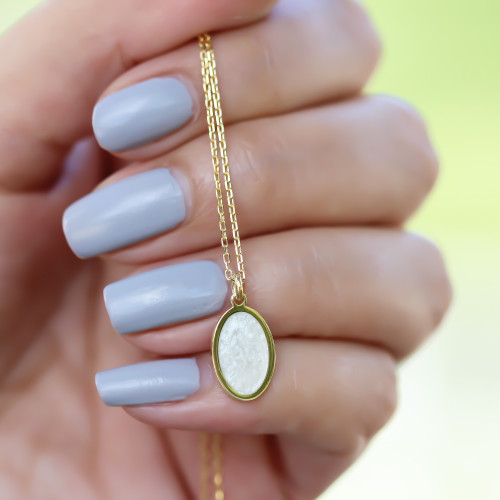 Glorria Gümüş Sedefli Geo Kolye