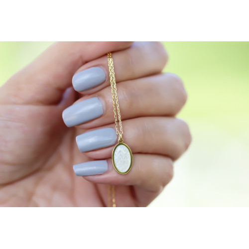 Glorria Gümüş Sedefli Geo Kolye