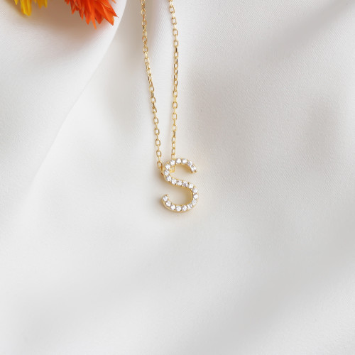 Glorria Gümüş S Harfi Taşlı Kolye