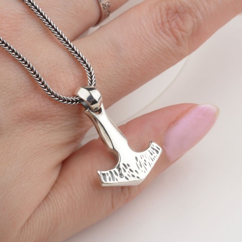 Glorria Gümüş Viking Mjölnir Çekici Kolye
