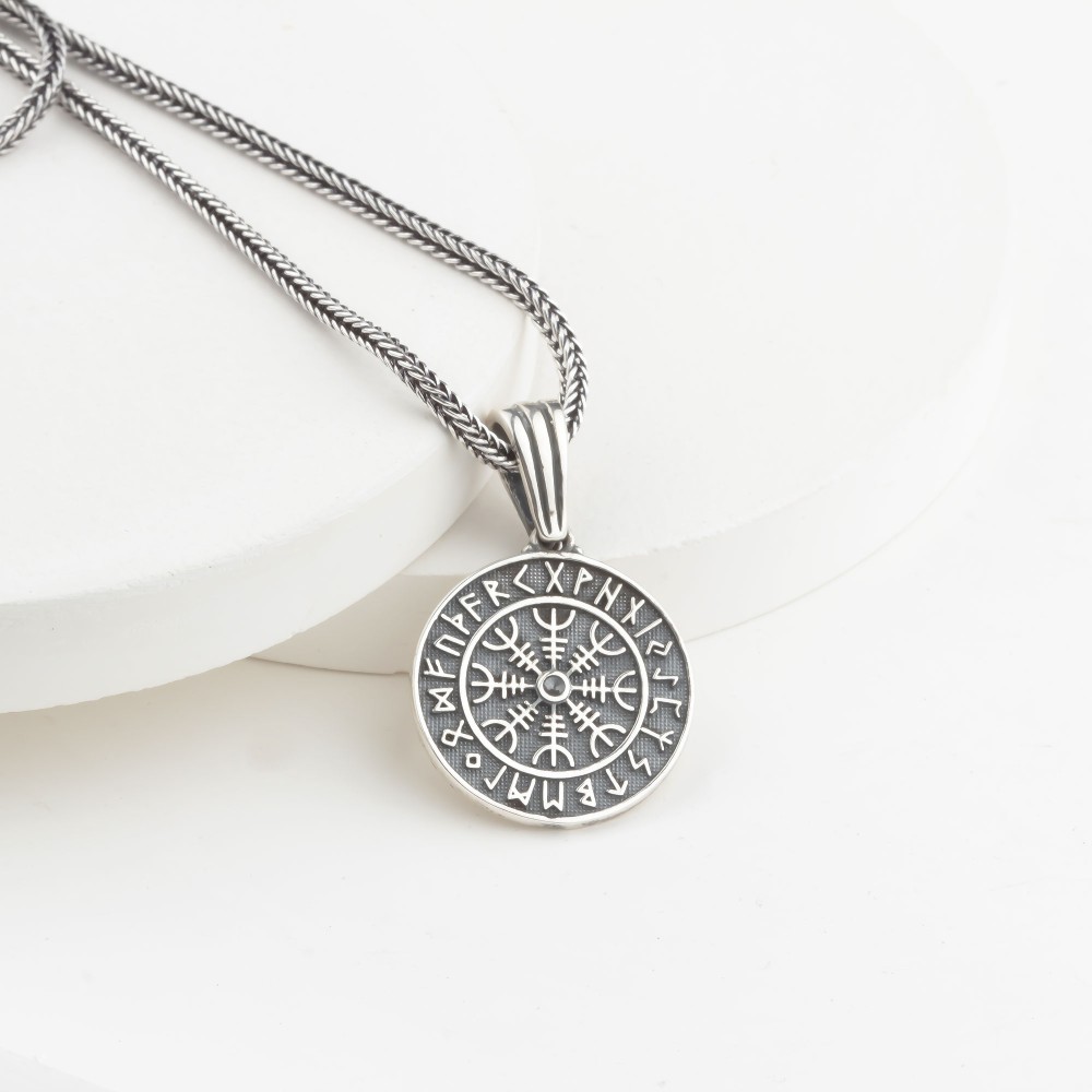 Glorria Gümüş Viking Vegvisir Pusulası Kolye