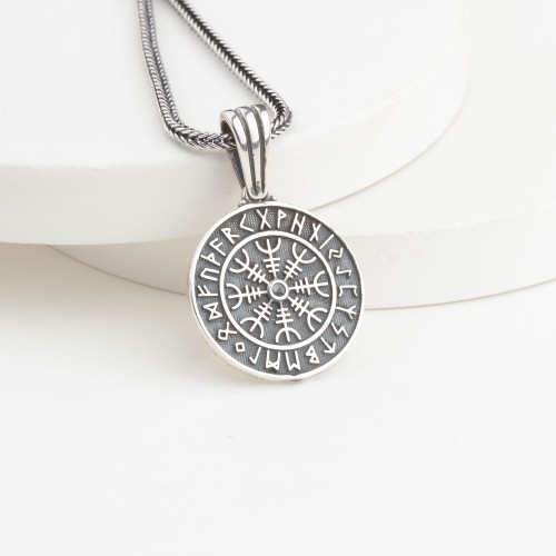 Glorria Gümüş Viking Vegvisir Pusulası Kolye