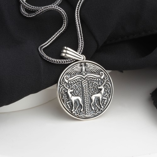 Glorria Gümüş Viking Madalyon Kolye