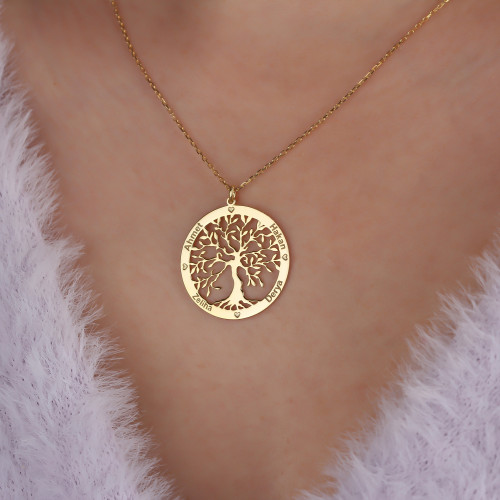 Glorria Kişiye Özel İsimli Hayat Ağacı Gümüş Kolye