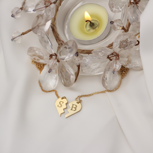 Glorria Kişiye Özel Sağ Puzzle Kalp Gümüş Kolye