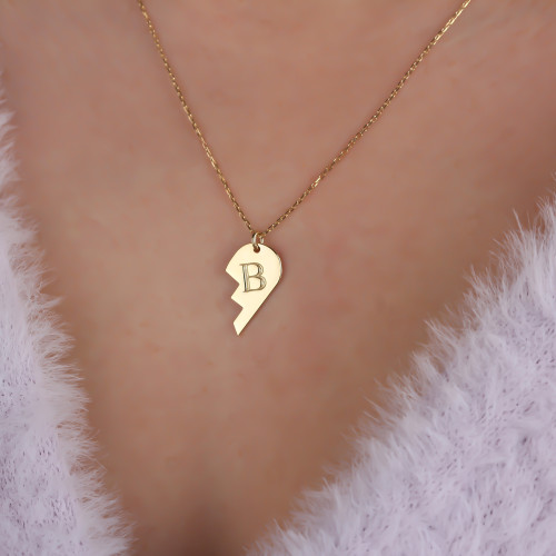 Glorria Kişiye Özel Sağ Puzzle Kalp Gümüş Kolye