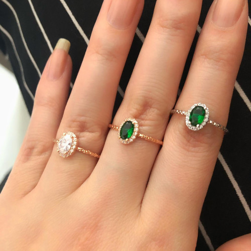 Glorria Gümüş Oval Anturaj Yüzük Glorria Gümüş Oval Anturaj Yüzük