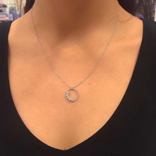 Glorria Gümüş Taşlı Yuvarlak Kolye Glorria Gümüş Taşlı Yuvarlak Kolye