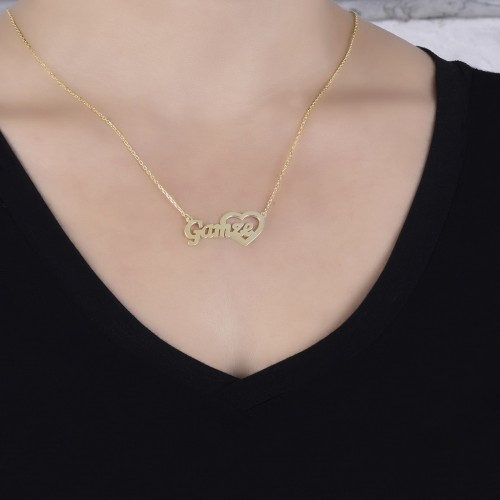 Glorria Kişiye Özel İsimli Kalpli Gümüş Kolye GLR534 Glorria Kişiye Özel İsimli Kalpli Gümüş Kolye GLR534