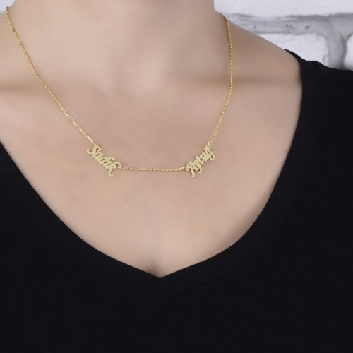 Glorria Kişiye Özel 2 İsimli Gümüş Kolye GLR544 Glorria Kişiye Özel 2 İsimli Gümüş Kolye GLR544