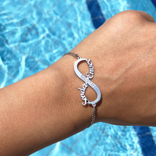 Glorria Kişiye Özel İsimli Sonsuzluk Gümüş Bileklik GLR773