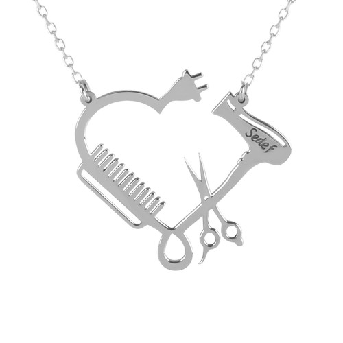 Glorria Kişiye Özel İsimli Kuaför Gümüş Kolye