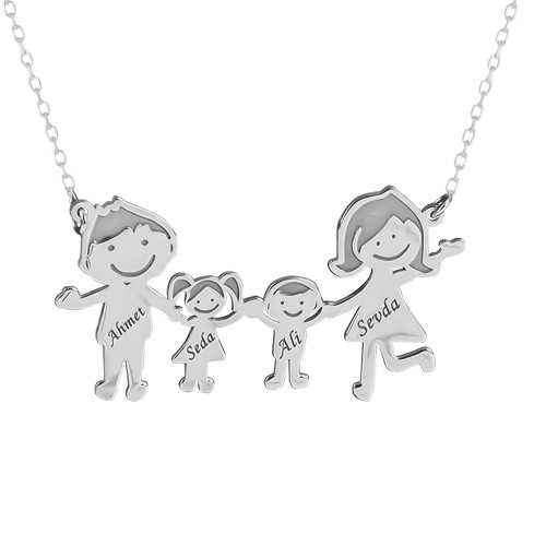 Glorria Kişiye Özel İsimli Aile Gümüş Kolye Glorria Kişiye Özel İsimli Aile Gümüş Kolye