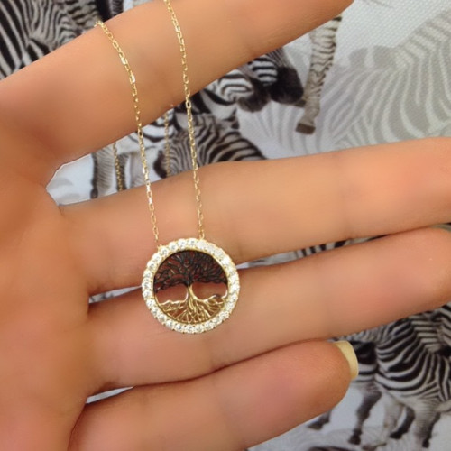 Glorria Altın Siyah Hayat Ağacı Kolye Glorria Altın Siyah Hayat Ağacı Kolye