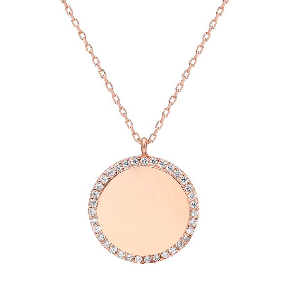 Glorria Gümüş Taşlı Plaka Kolye