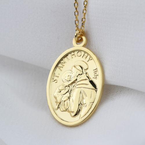 Glorria Gümüş Aziz Antuan Kolye