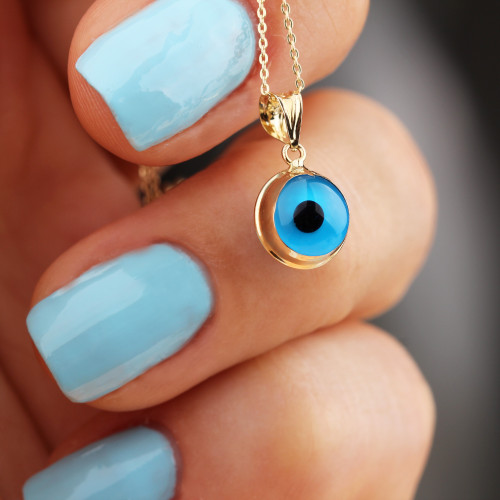 Glorria Altın Mavi Nazar Boncuğu Kolye Glorria Altın Mavi Nazar Boncuğu Kolye