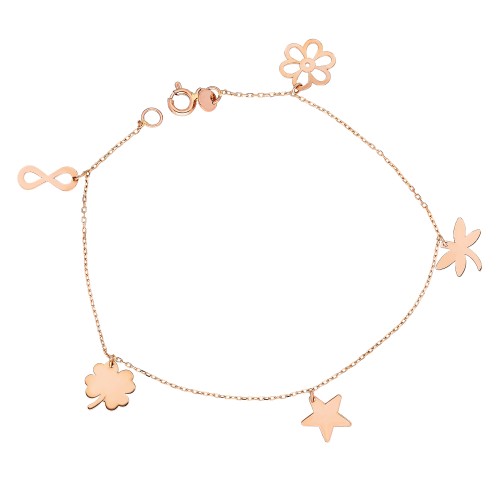 Glorria Rose Altın Şans Bileklik