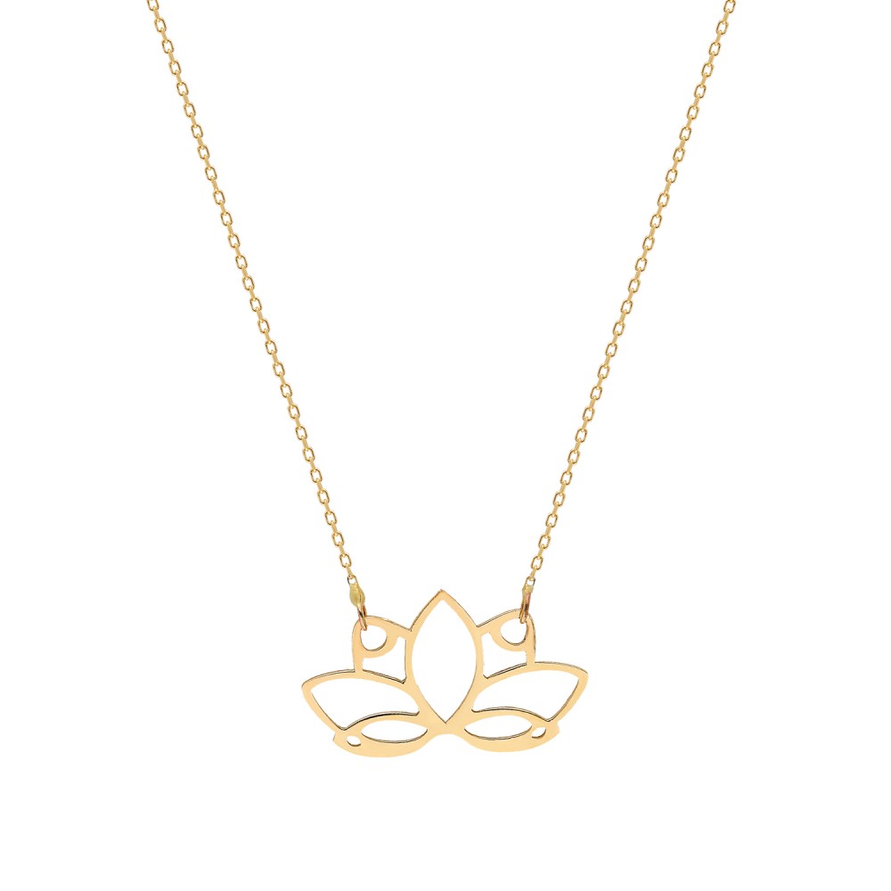 Glorria Altın Lotus Çiçeği Kolye