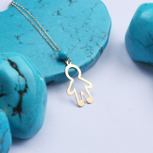 Glorria Altın Turkuaz Çocuk Kolye Glorria Altın Turkuaz Çocuk Kolye