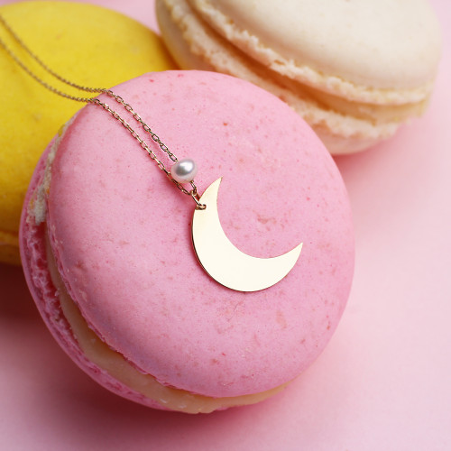 Glorria Altın İnci Hilal Kolye Glorria Altın İnci Hilal Kolye