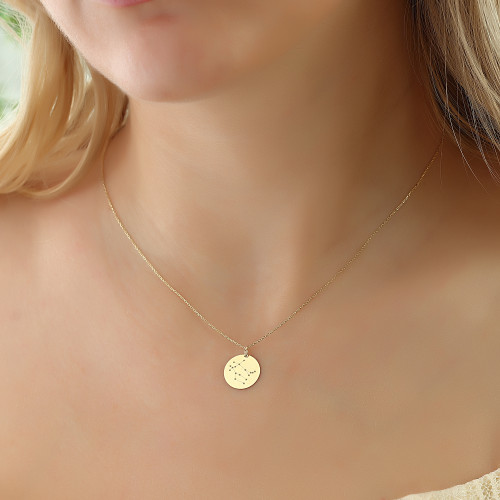 Glorria Altın İkizler Burcu Kolye