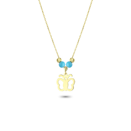 Glorria Altın Renkli Taşlı Kelebek Kolye Glorria Altın Renkli Taşlı Kelebek Kolye