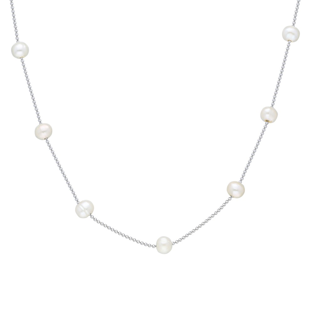 Glorria Silver Pearl Necklace, Flower Gift Set Glorria Silver Pearl Necklace, Flower Gift Set