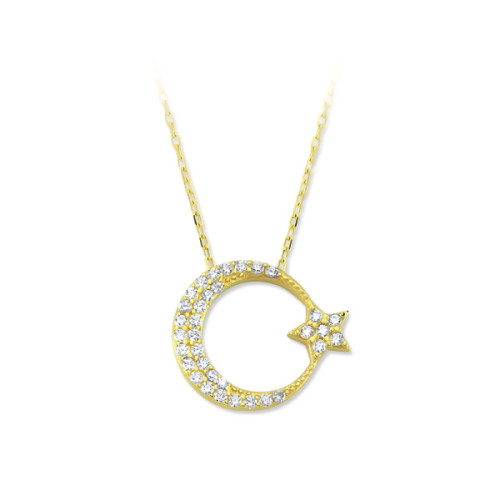 Glorria Altın Ay Yıldız Kolye