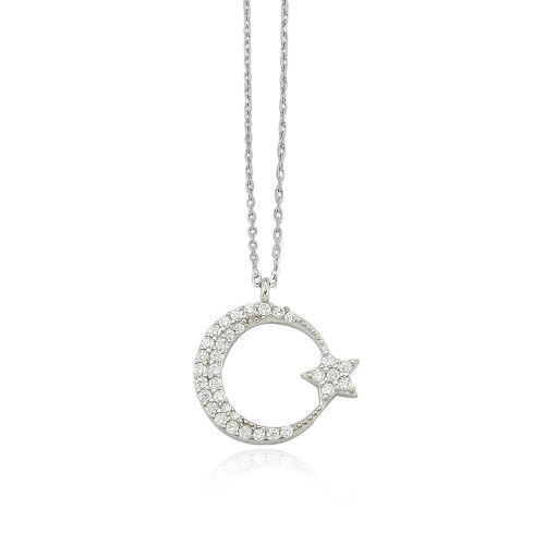Glorria Gümüş Ay Yıldız Kolye